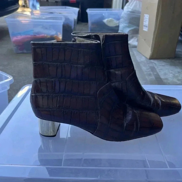 💗 Nanushka Croc Leather Booties - Size 38 - Picture 1 of 7